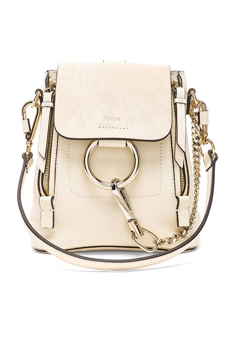 CHLOE Suede Calfskin Mini Faye Backpack Off White